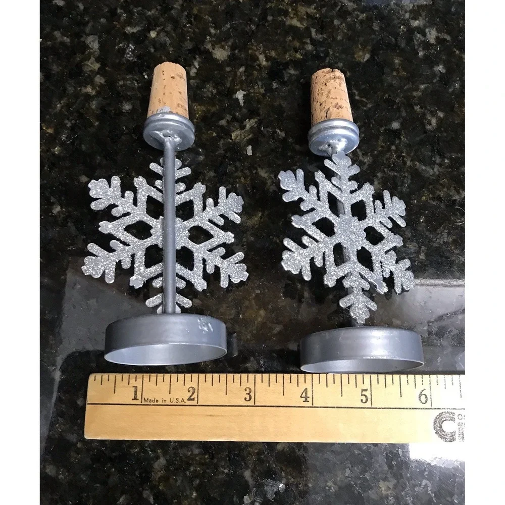 Snowflake Wine Bottle Stopper Votive Tea Light‎ Candle Holder Christmas Decor